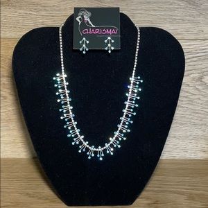 Indicolite Rhinestone Necklace & Earring Set